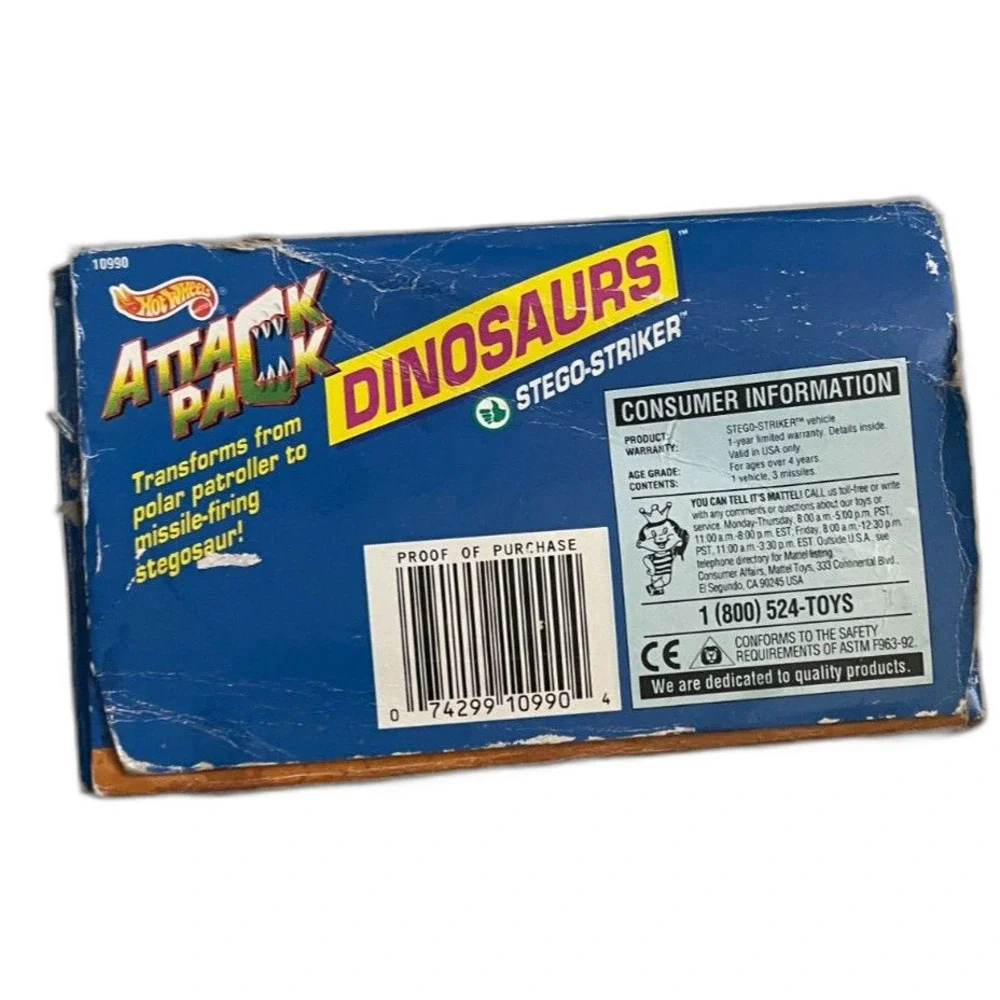 1993 Hot Wheels Attack Pack Dinosaurs Stego Striker Sealed MIB NOS Unopened MT